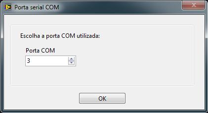 Figura 13: Seleção de porta COM Logo em seguida será pedido o endereço do equipamento (figura 14). Esta solicitação, também, somente será apresentada se escolhido o modo Online.