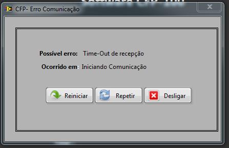 I III II Figura 17: mensagem de falha de comunicação. É dado ao operador três opções: I.