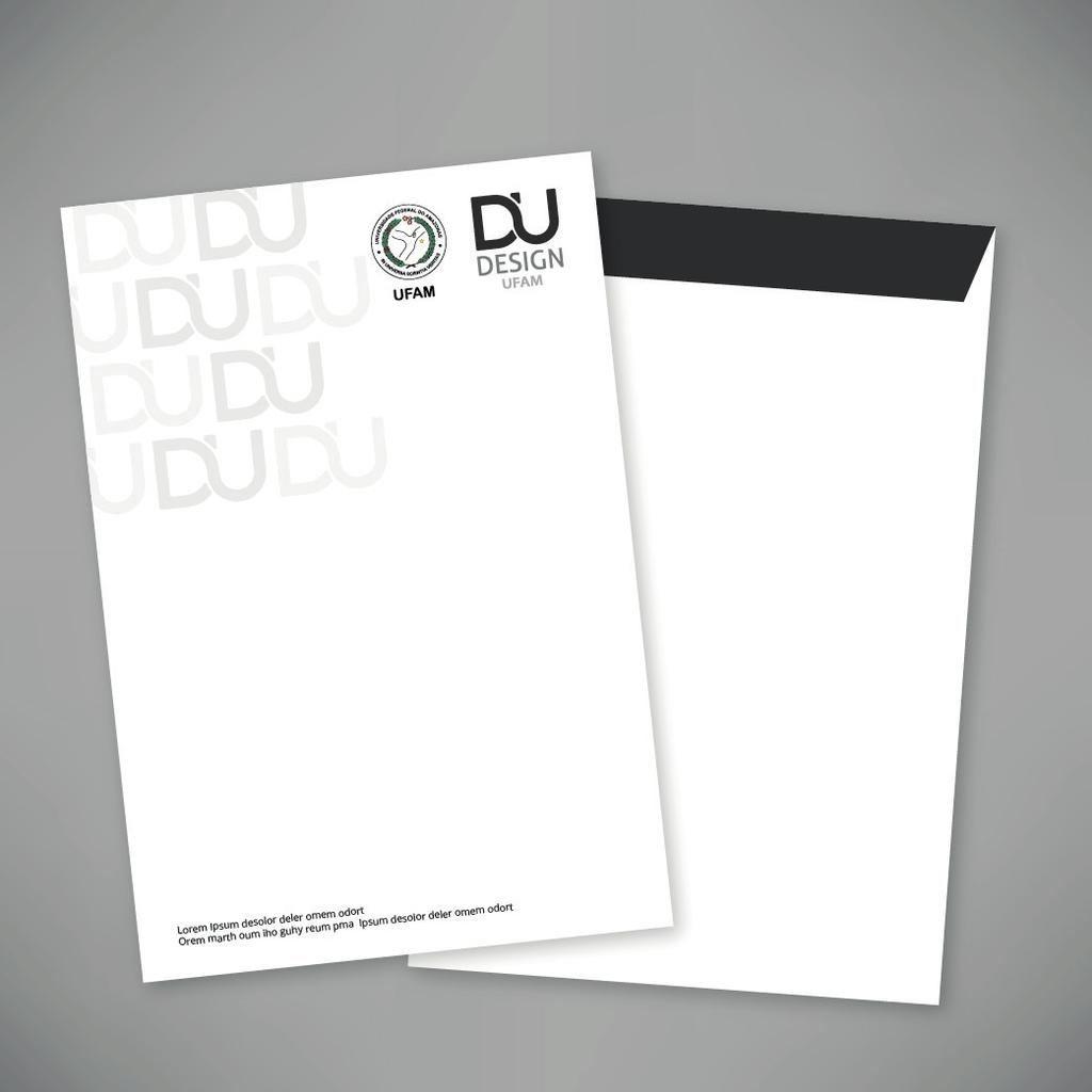 Envelope Saco Formato: 24 m x 34 cm Papel: 120 g/m² Dobra 12,6 1 3,7 2,3 2,7 1,5 Frente Marcas: UFAM e Design UFAM nas cores padrão.
