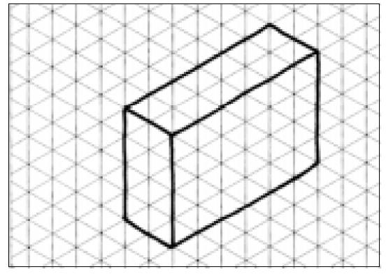 Traçando a perspectiva isométrica do prisma retangular 5º - Apague os excessos das linhas de construção, isto é, das linhas e dos eixos isométricos que