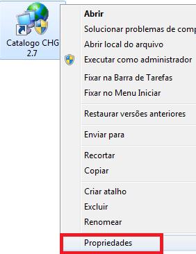 Windows XP: botão Localizar Destino Windows Vista, 7, 8: botão Abrir Local do Arquivo Ao abrir a pasta bin do catálogo CHG,