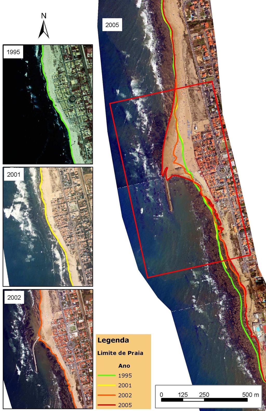 Aplicação de Sistemas de Informação Geográfica (SIG) a Estudos na Zona Costeira Após a construção do quebramar destacado, a morfodinamica da região alterou-se.