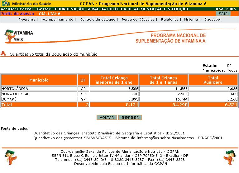 2.4.3 Perda de cápsulas Esta é a tela para geração do relatório da perda de cápsulas.