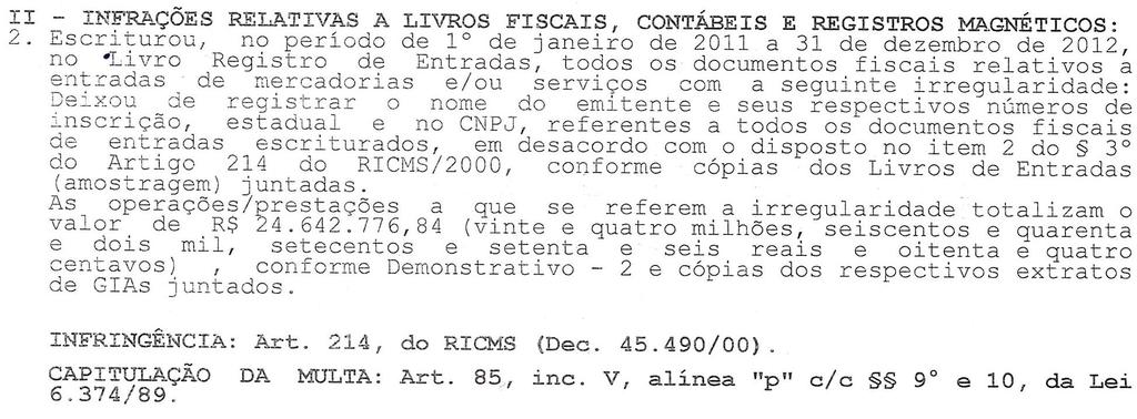 1. Questão O cliente, empresa do comércio atacadista de equipamentos de informática, sediado no Estado de São Paulo, foi autuado pelo fisco estadual paulista, por infringência do artigo 214 do