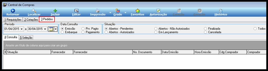 1 PROCESSO DE PEDIDOS DE COMPRA Para iniciarmos o processo de Requisições de Compra, devemos acessar o menu: Compras/Requisições de Compra, Figura 1. Figura 1 Menu para Pedidos de Compra.