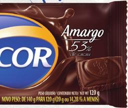 53% cacau 120g 4,99 Chocolate Meio Amargo Arcor Você vai
