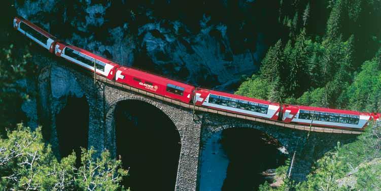 St. Moritz e Zermatt - Zurique em 2 a classe Ticket de trem Glacier Express em 2 a classe Traslado de chegada em Zurique Traslado estação de trem - hotel e viceversa em St.