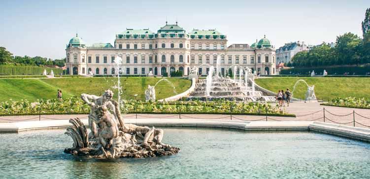 Castelo Belvedere, Viena / Áustria p 4 Dias / 3 Noites p City Tour p Excursões atrativas p 4 Dias / 3 Noites p Visitas e excursões p Tickets de trem Pacote I II ARCOTEL Wimberger**** Jan-Abr,