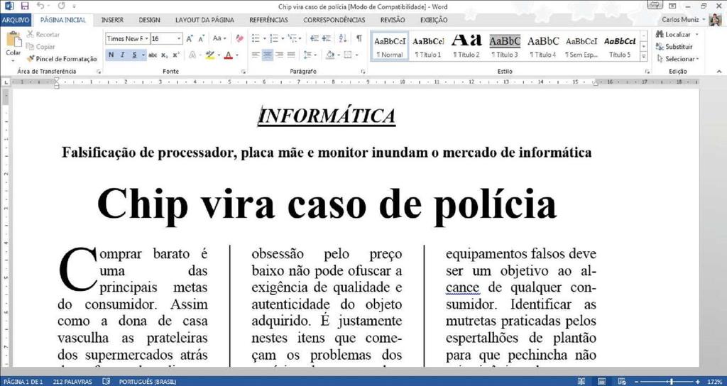 11 1.18 Formatando parágrafos Podemos definir como será o espaço reservado para recuo direito e esquerdo, alinhamento de texto e espaçamento entre linhas através do comando LAYOUT DE PÁGINA + RECUAR.