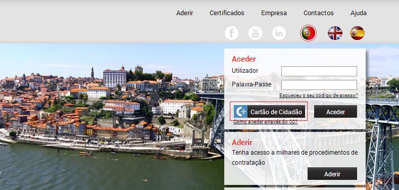 4.3 EXEMPLO DE COMO ACEDER À PLATAFORMA VIA CARTÃO DE CIDADÃO Se já ativou o seu cartão de cidadão na plataforma, possui um leitor