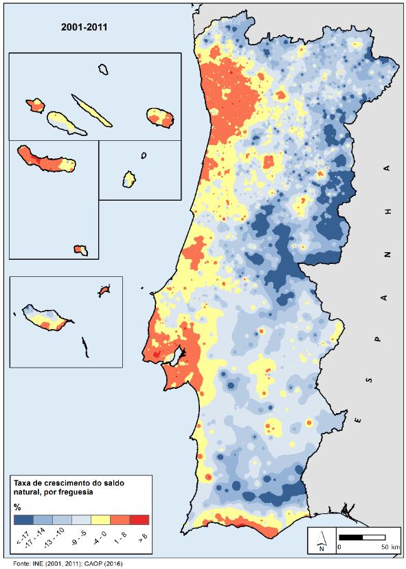 Dinâmicas demográficas regressivas Variação da população