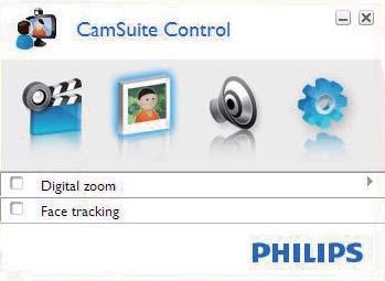1 Clique num dos botões do painel de controlo do Philips CamSuite para aceder ao painel de definições.