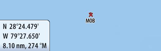Posicionar uma marca MOB Guarde uma marca de Homem ao Mar (MOB) na posição da