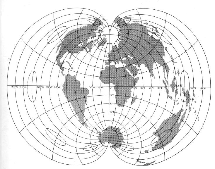 Projeções Cartográficas Desejando-se evitar estes vazios, ou seja, para que o mapa consiga mostrar a superfície de forma contínua, devem-se