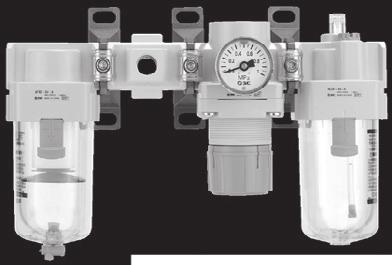 2 Série AC álvula de alívio de pressão de vias: () A válvula de vias possibilita abertura e fechamento da alimentação de ar comprimido, com alívio de pressão residual.