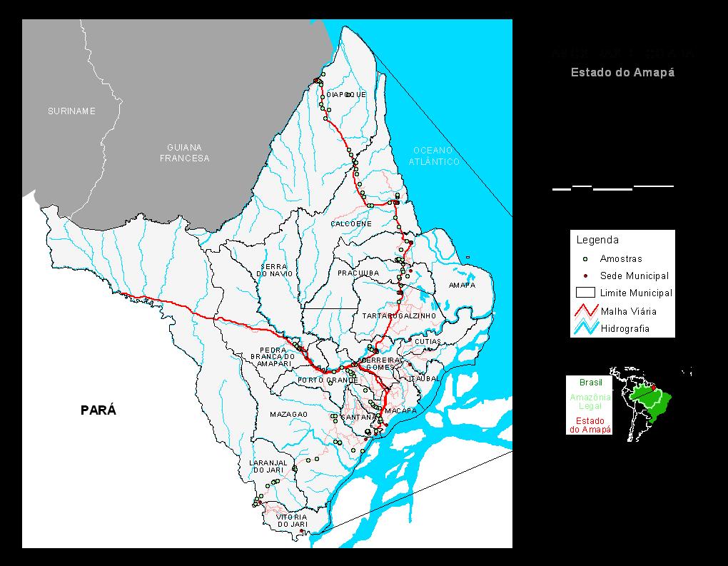 20 2 MATERIAL E MÉTODOS 2.1 ÁREA DE ESTUDO O Estado do Amapá ocupa uma área de 143.