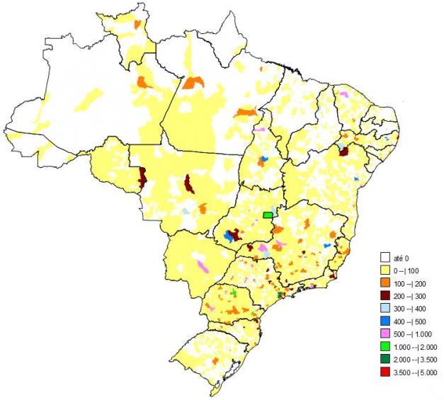 Contexto brasileiro Municípios que realizaram notificação por intoxicação a agrotóxico