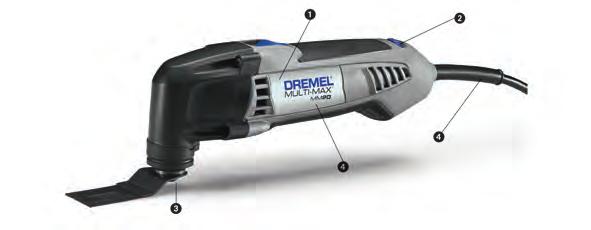 DREMEL Multi-Max MM20 Especificação técnica Peso Comprimento Velocidade em vazio Tensão Tensão Potência sonora Vibração Pressão sonora Potência nominal consumida Ângulo oscilante Características e
