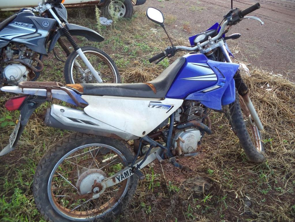 Veículo: Motocicleta Marca: YAMAHA Modelo: XTZ 125 Placa: NSQ 7335 Ano: 2011 Chassi: 9C6KE1260B0020040 Renavam: