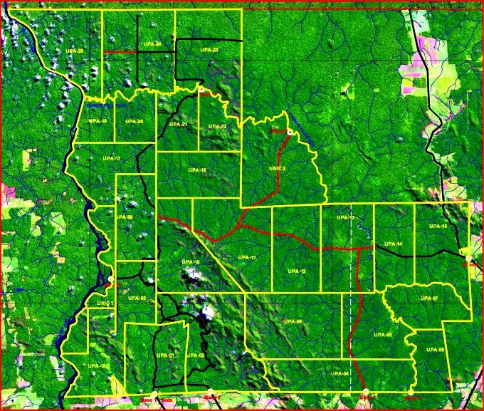 Mapa do Plano de Manejo Florestal Área: 70.000 ha.