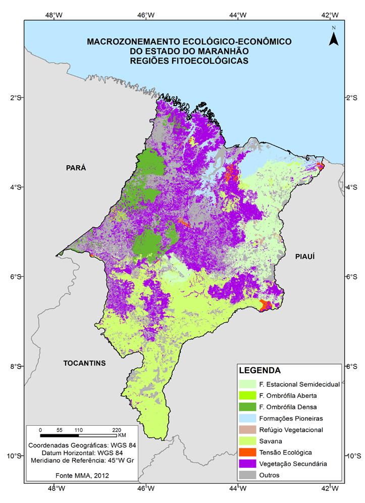 20 Conservação da Biodiversidade do Estado do Maranhão: Cenário Atual em Dados 30 25 20 % 15 10 5 (a) 0 FOD FOA FES S TE RV FP VS Figura 3.