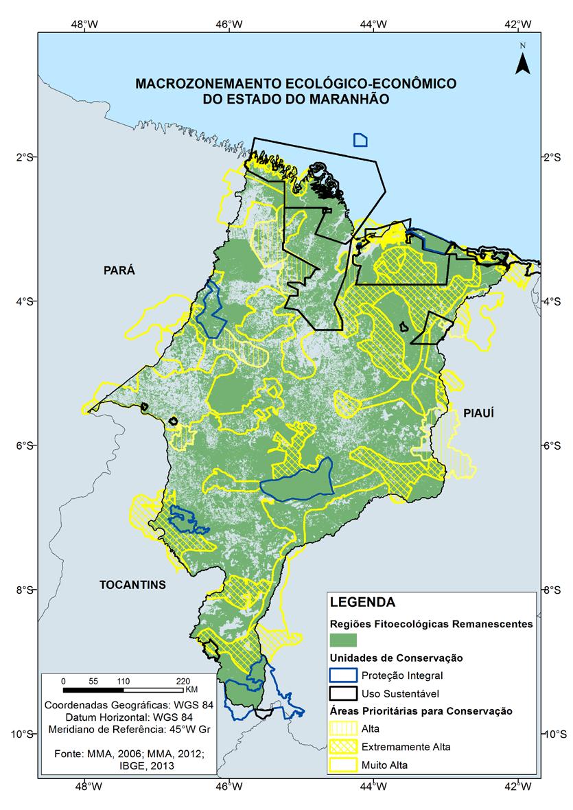 Conservação da Biodiversidade do Estado do Maranhão: Cenário Atual em Dados 25 As áreas prioritárias, como observado na Figura 7, tem clara relação espacial com as unidades de conservação e,