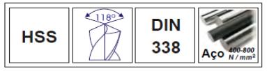 BROCAS CILÍNDRICAS RETIFICADAS HSS DIN1897-130º SPLIT - POINT EXTRA CURTA (mm) (mm) (mm) (mm) Ø l x L Ø l x L 060035020010 MHSE01 2,00 12 38 060035020210 MHSE21 8,00 37 79 060035020020 MHSE02 2, 13