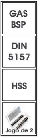 JOGOS DE MACHOS MANUAIS ROSCA GAS (BSP) - HSS DESENHO TÉCNICO Medida I mm L mm 060140120010 MJP500 G 1/8 X 28 20 63 060140120020 MJP501 G 1/4 X 19 20 70 060140120030 MJP502 G 3/8 X 19 22 70