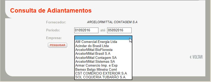 3º- Consulta de Adiantamentos 3.