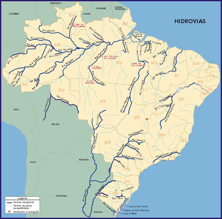 Hidrovias Além dos corredores de transportes (Araguaia-Tocantins, Leste, Fronteira Norte, Mercosul, Transmetropolitano, Nordeste, Oeste-Norte, São Francisco, Sudoeste), é fundamental abrir um caminho