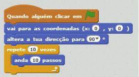 4.6. Arrasta o bloco repete 10 vezes, da categoria Controlo, e encaixa-o no bloco