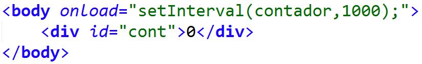 Para chamar a função contador repetidamente usamos o setinterva() passando como parâmetro o
