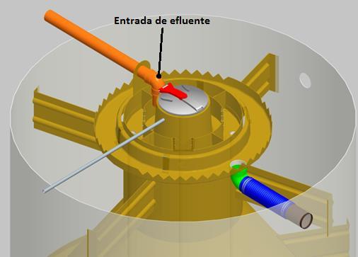 4.3.2 Reatores UASB O esgoto segue da caixa distribuidora de fluxo primeiramente para o reator UASB com distribuição equalizada do efluente.