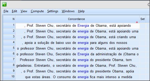 Para analisar a palavra em seu contexto, basta clicar com o botão direito do mouse e selecionar Concordance e a janela dessa ferramenta se abrirá (figura 3.