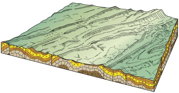 Formas relacionadas a dobramentos Borda de anticlinal escavado Escarpa voltada para