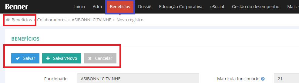 execução de cadastros e processos.