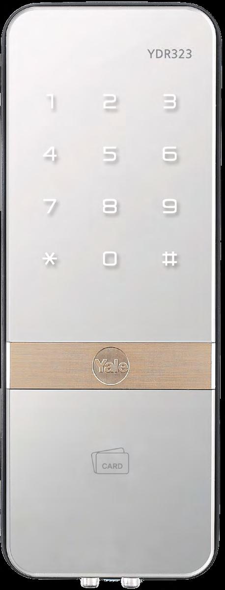 YDR 323 Fechadura Digital de Sobrepor Abertura por senha digital ou cartão de proximidade; Sistema de travamento automático; Teclado touch