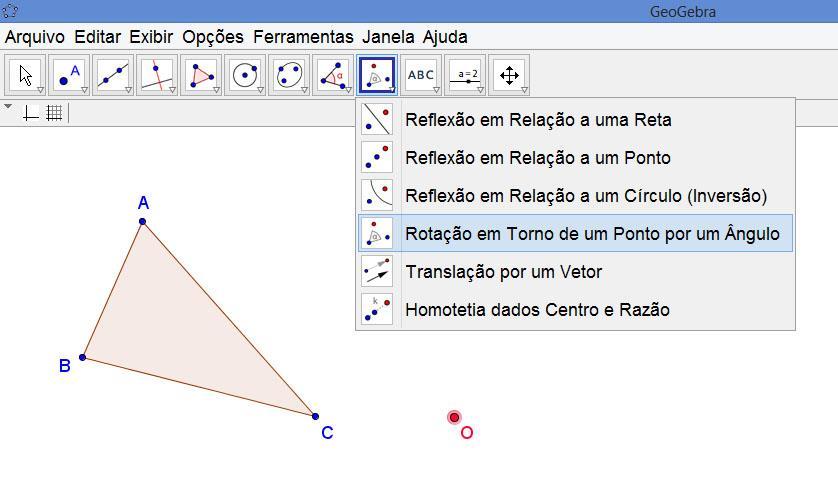 A ferramenta Rotação em torno de um Ponto por um Ângulo permite obter uma figura B girando uma Assim, com