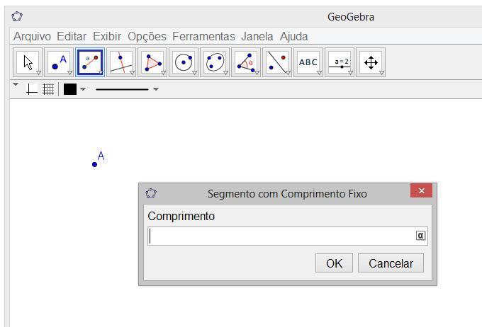Ao digitar o comando Semirreta na Entrada o GeoGebra apresenta duas possibilidades de sintaxe.