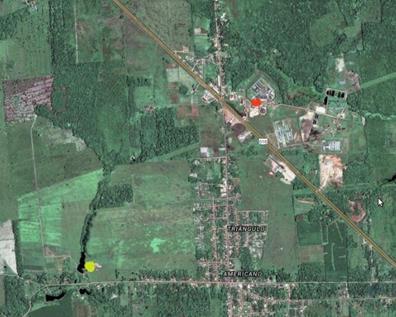 Figura 1- Vila de Americano/PA Fazenda Olho D água (ponto amarelo). Fonte - Google Maps.