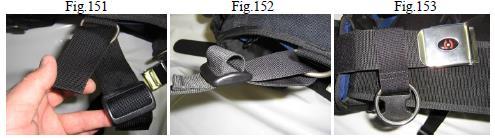 Isto irá expor a placa posterior e as extremidades de plástico da compoteira. Para ajustar, puxe a compoteira para fora da fenda do cinto e desfaça o fecho autocolante da compoteira (Fig.147).