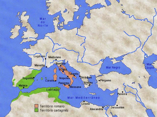 Mediterrâneo: guerras contra os cartagineses (Guerras