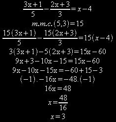 Exercícios resolvidos: 1) Resolver a equação: 2( x + 5 ) - 3( 5 x ) = 5 Nesse tipo de equação, devemos inicialmente, retirar os parênteses, aplicando a propriedade distributiva da