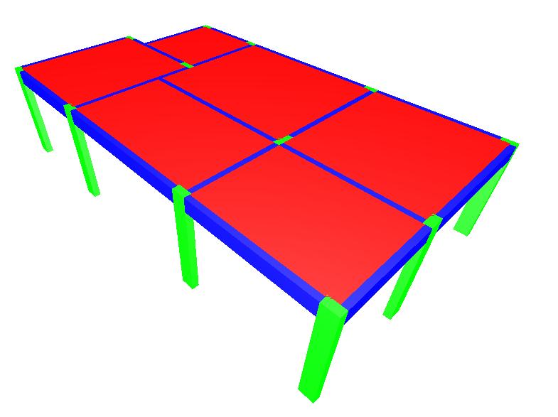 Figura 26: Pórtico 3D gerado pelo Eberick V9 Todas as lajes foram consideradas com espessura de 10 cm, carga acidental de 1,5 kn/m² e carga de revestimento de 1,3 kn/m².