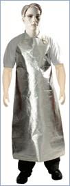 Avental comum em tecido thermofire aluminizado, forrado em lona flanelada com tratamento retardante à chamas com ajuste no pescoço e na cintura.
