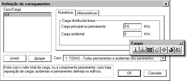 AÇÕES E COMBINAÇÕES 39 Além disso, no menu "Cargas" estão disponíveis diversos tipos de carregamentos (cargas concentradas, distribuídas linearmente e em