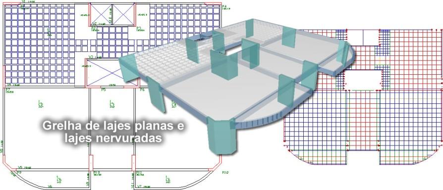 GRELHA-TQS 51 É muito importante saber diferenciar uma grelha de lajes planas de uma grelha de lajes nervuradas, pois para cada um desses tipos de modelo existem critérios distintos de discretização.