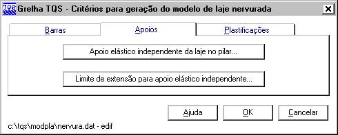 Para editá-los, no subsistema Grelha-TQS, acesse o menu "Editar Critérios Lajes planas". 5.2.3.