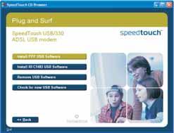 Manual Alcatel Speed Touch 330-20 pg 04/10/2005 16:47 Page 13 Pasul 2 Apare prima fereastr` a meniului de instalare a SpeedTouch CD Browser.