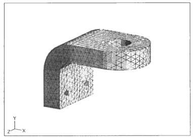 A seguir, é mostrado o modelo sólido do suporte da esfera do croquis anterior, seu desenho cotado e a malha FEM aplicada ao modelo. 1.